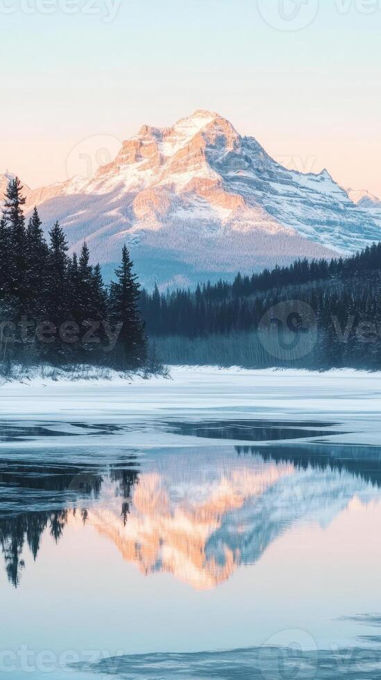 Winter Mountain Lake Reflection A Breathtaking Winter Landscape photo