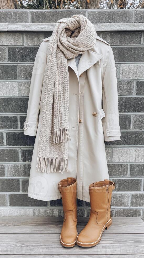Beige Trench Coat, Scarf, and Boots - Cozy Autumn Outfit Ideas photo