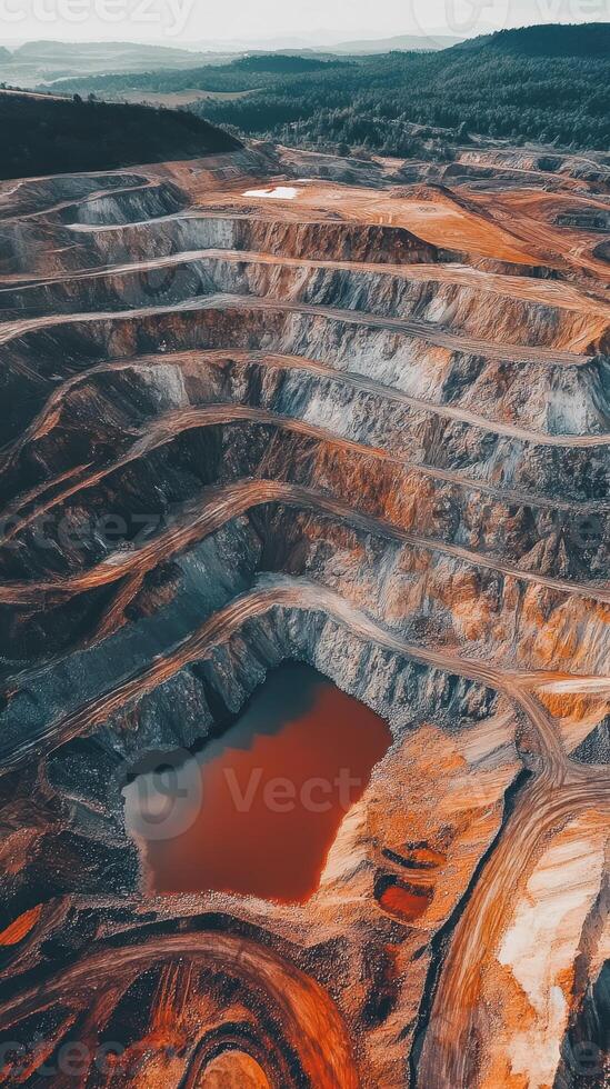 Aerial View of a Dramatic Open-Pit Mine Landscape photo
