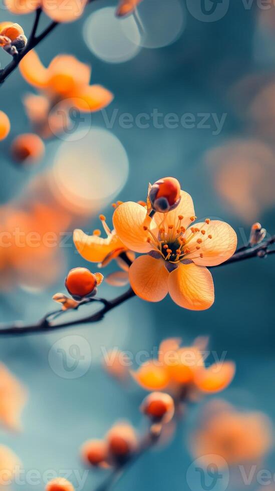 Vibrant orange flowers in the freshness of spring photo