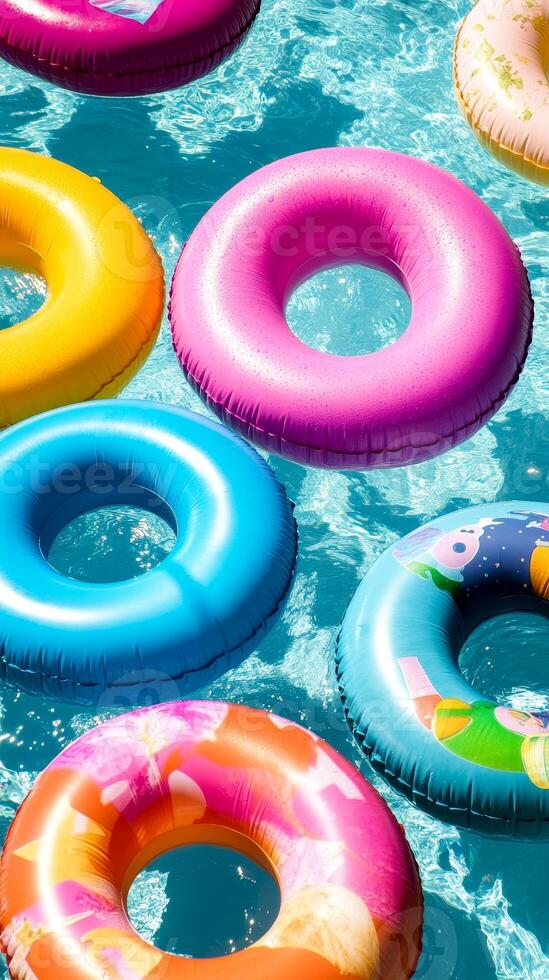 Vibrant Pool Rings - Summer Fun in the Water photo