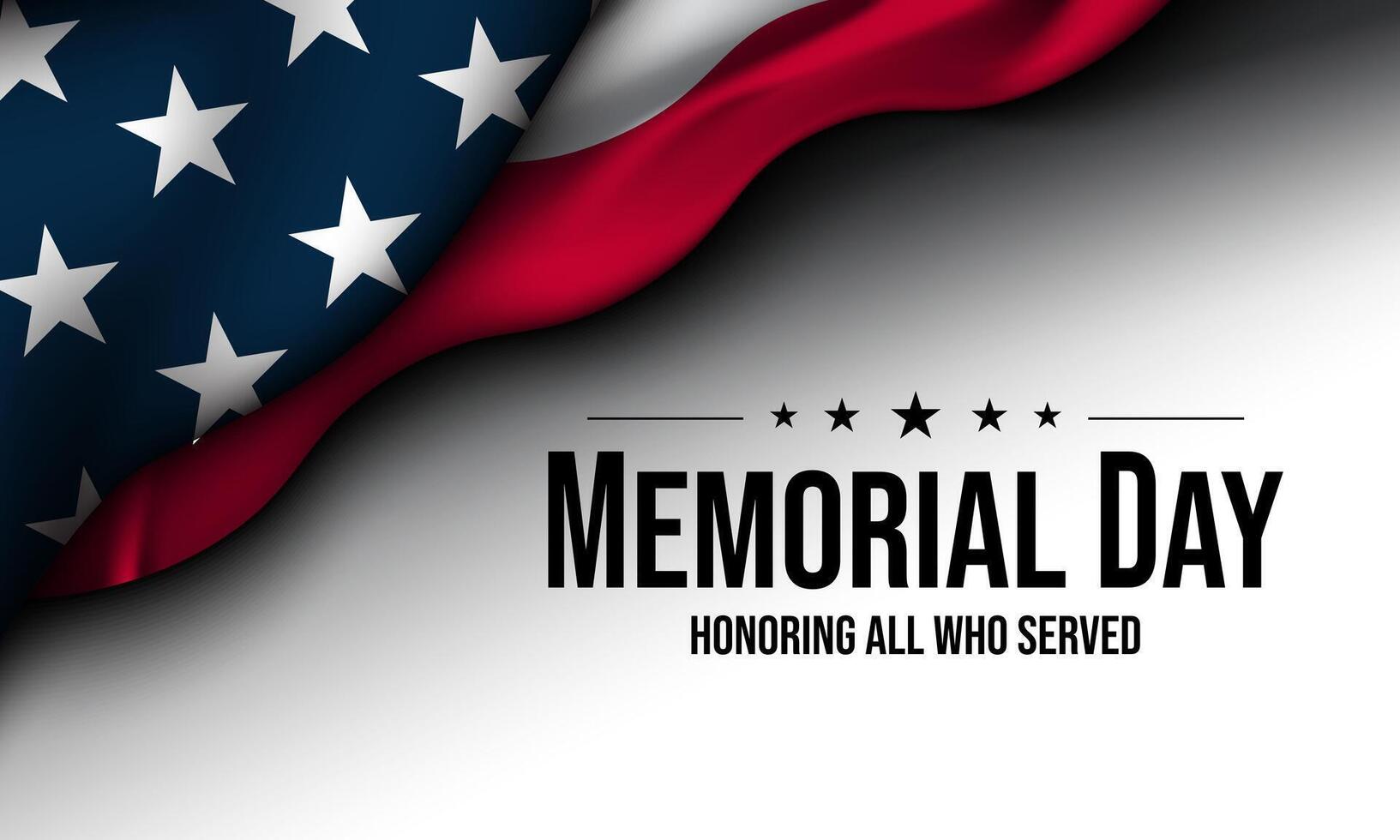 Memorial Day Background Design with American Flag on White Background. Suitable for greeting card, poster, or banner. vector