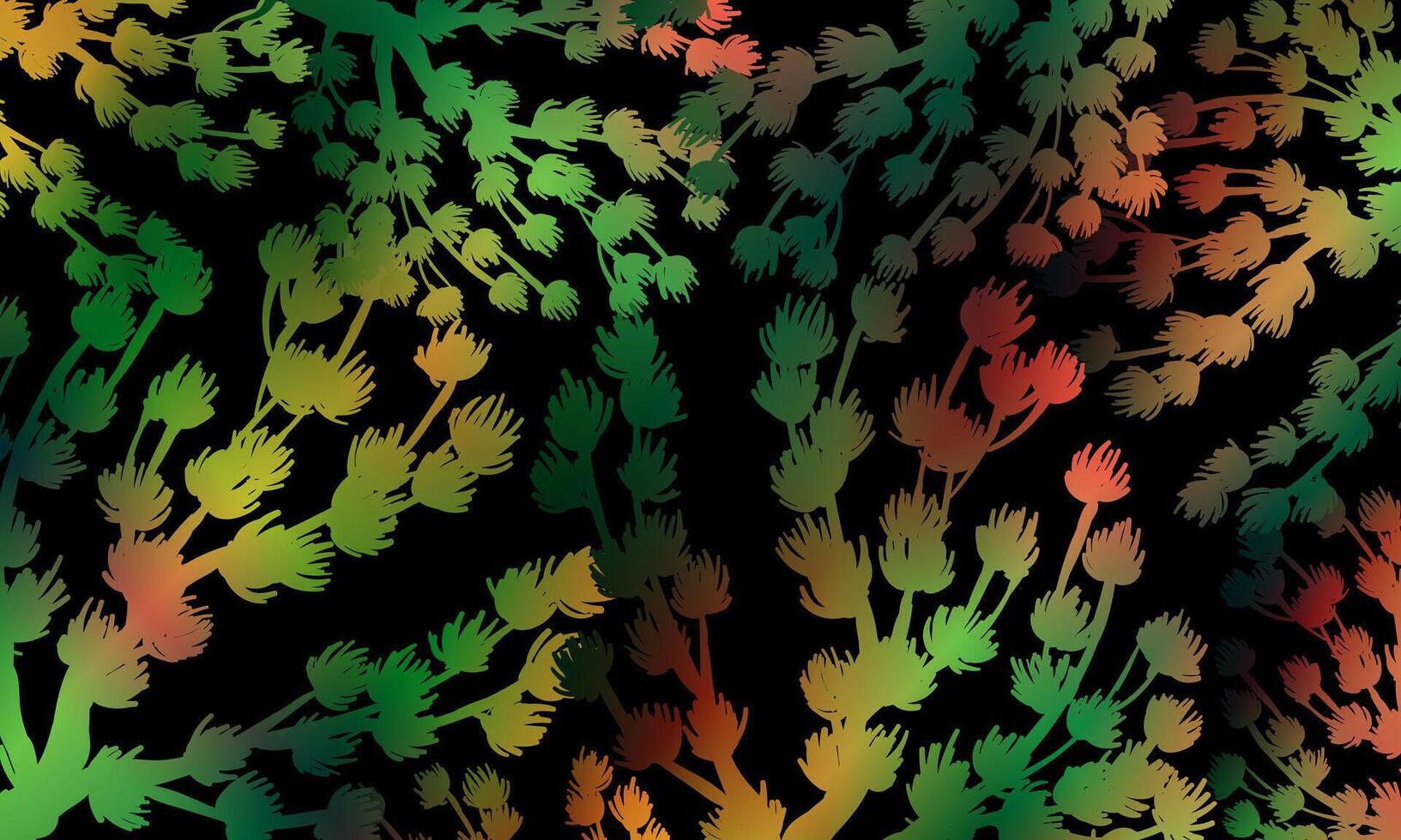 Abstract colorful plant texture, color floral pattern black background. nature decorative pattern. vector