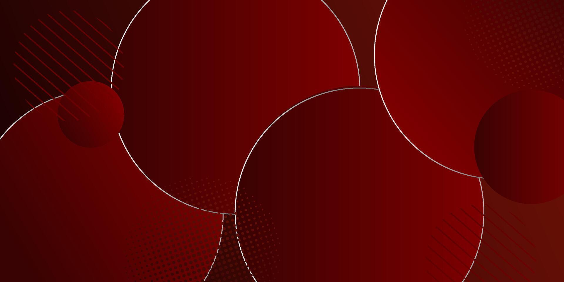 Abstract red 3D background. Simple white circle and line pattern design. Modern geometric shapes. Eps10 vector