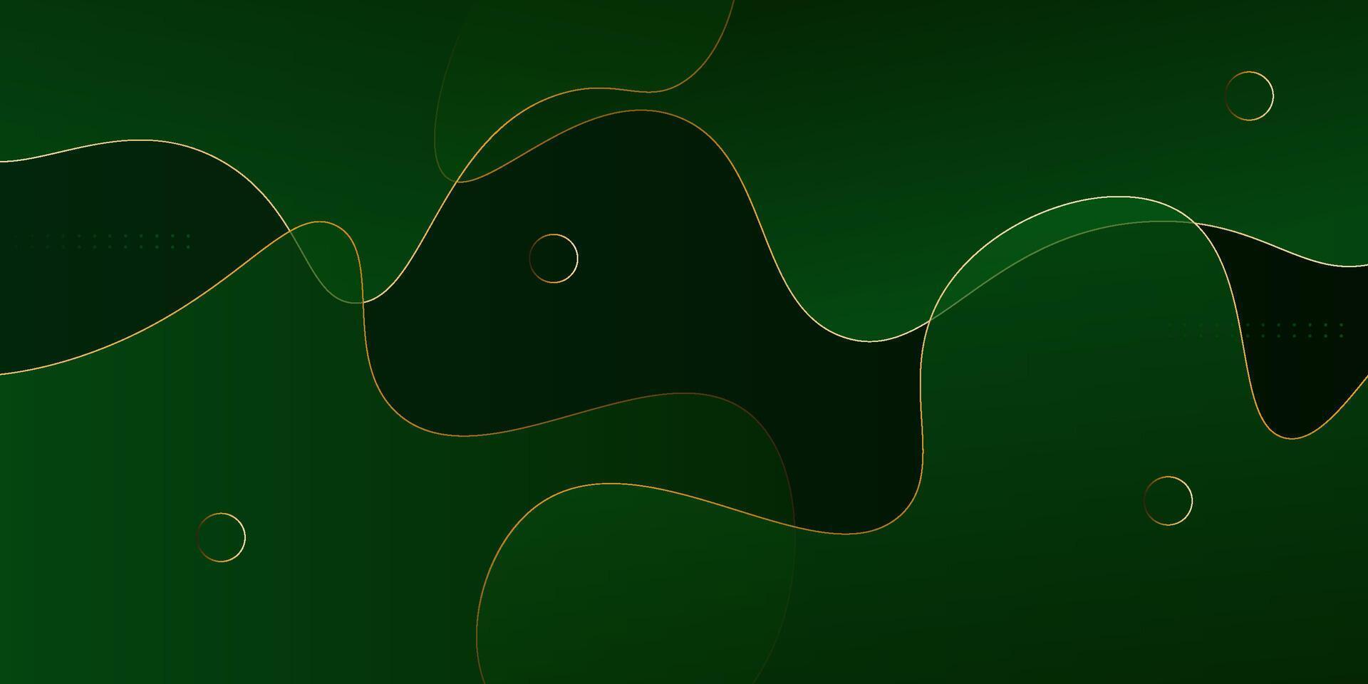 green abstract background with gold lines liquid style waves colorful fresh green background creative background. eps10 vector
