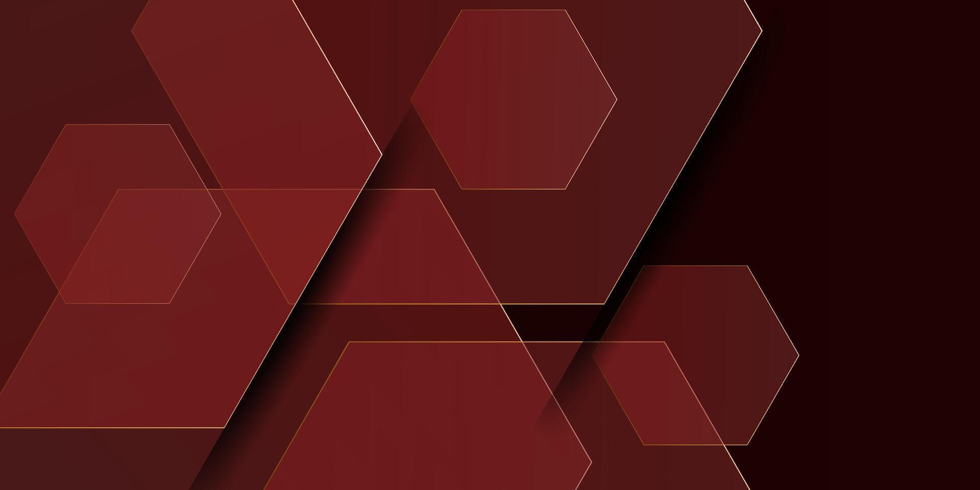 Dark red dynamic gradient 3D background with shadow and overlapping shapes. Hexagonal pattern sporty design. Cool background. eps10 vector
