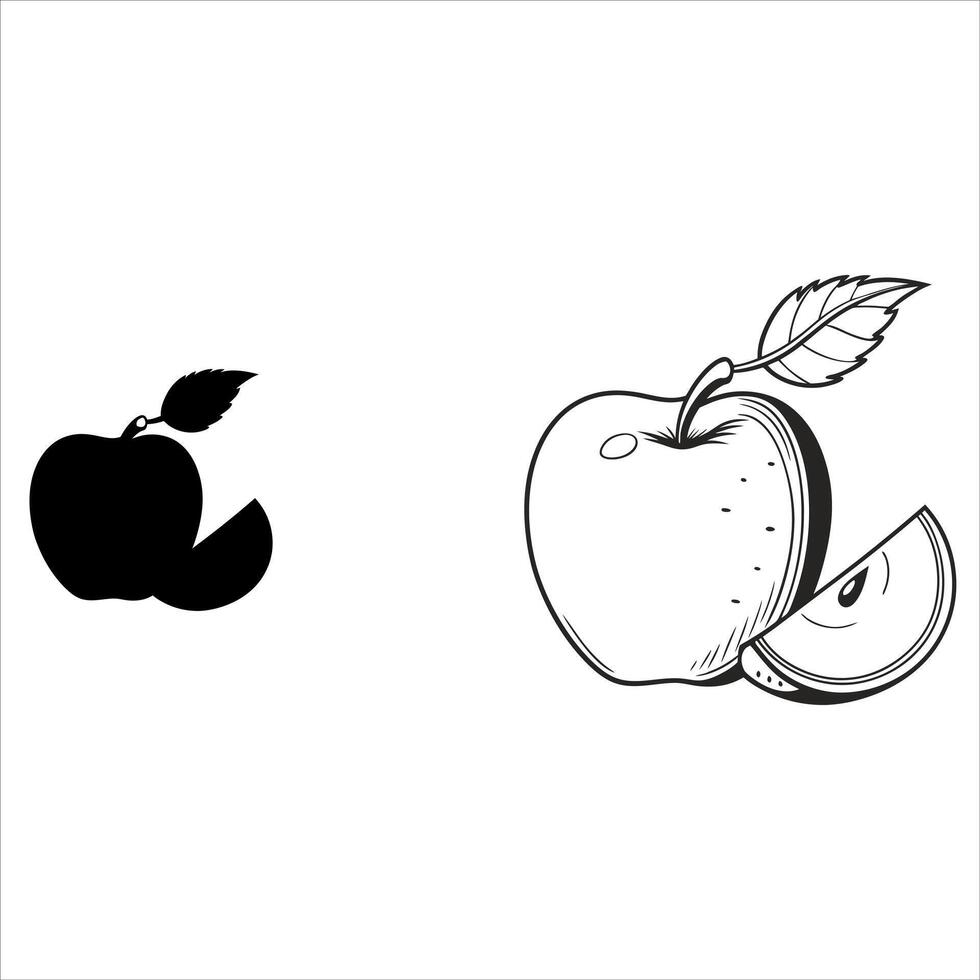 Apple Sketch and Silhouette Hand Drawn Style Ideal for Branding and Creative Projects vector