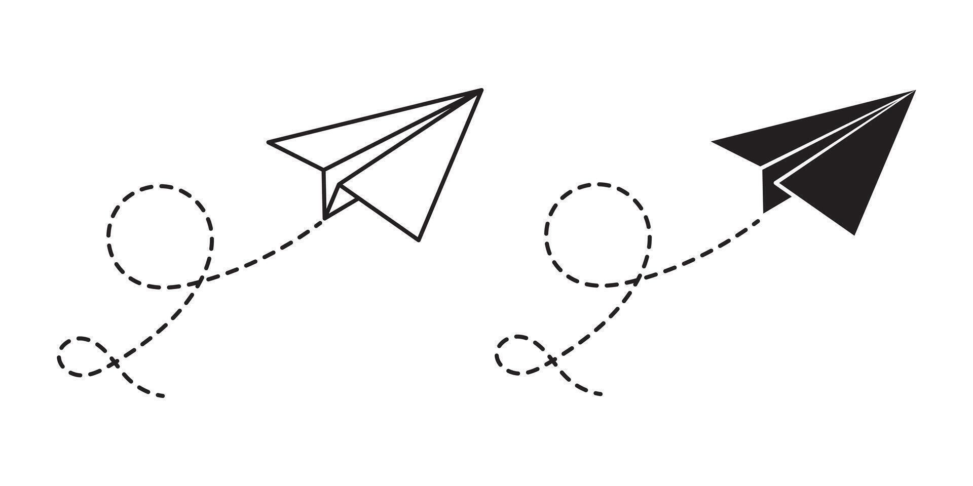 Airplane icon set. paper plane message icon sign. Paper Plane doodle. Illustration. Paper airplane symbol. vector