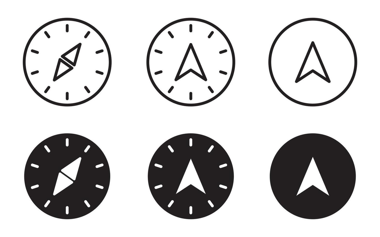 Compass stationary icon. navigation symbol in glyph icon. Compass icon set navigation arrow symbol. vector