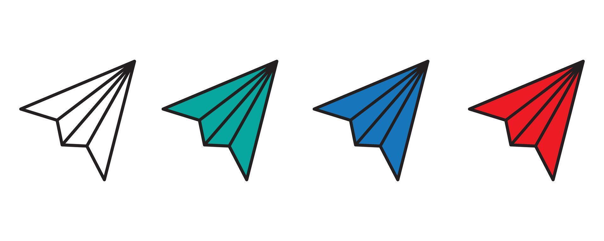 set of colorful Paper airplane icon. colorful paper plane, Message sending concept for UI. vector