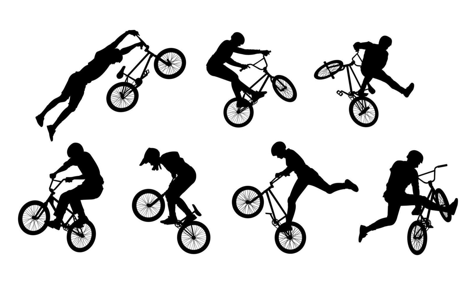 Biker silhouette. Bike freestyle silhouette. Suitable for design element of acrobatic extreme sport. vector