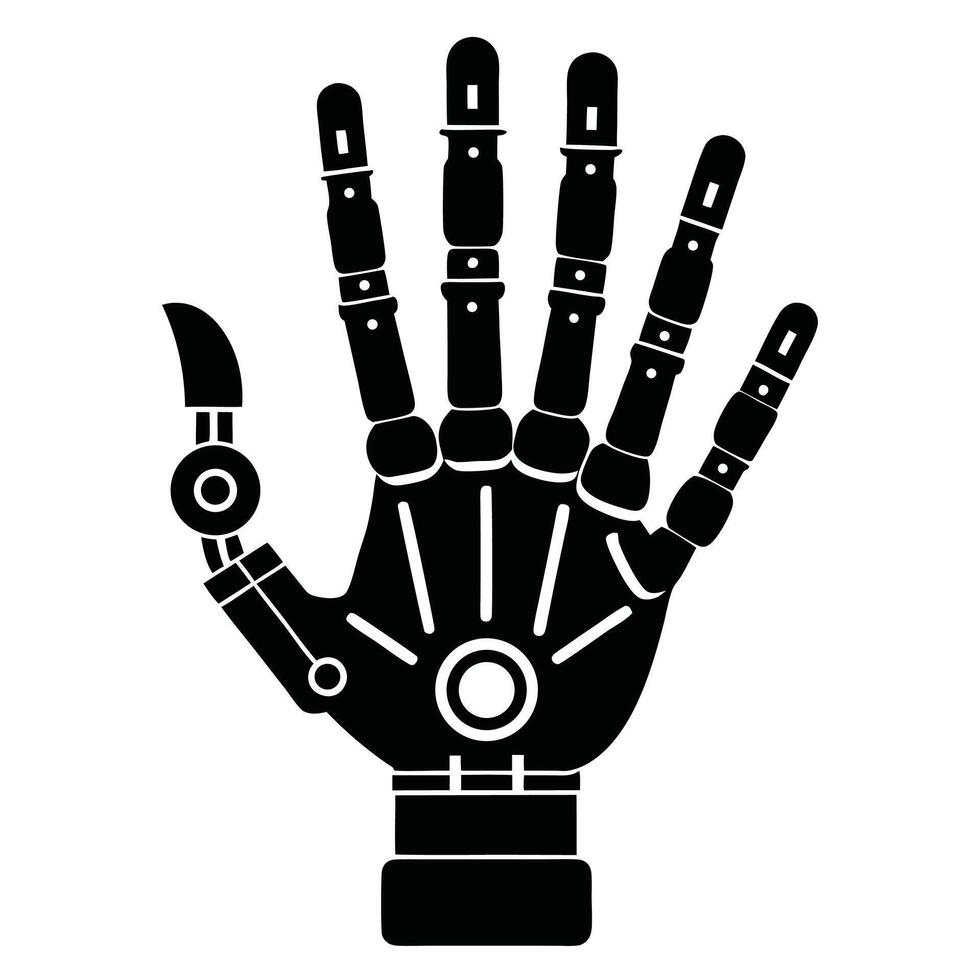 robot hand icon in black vector