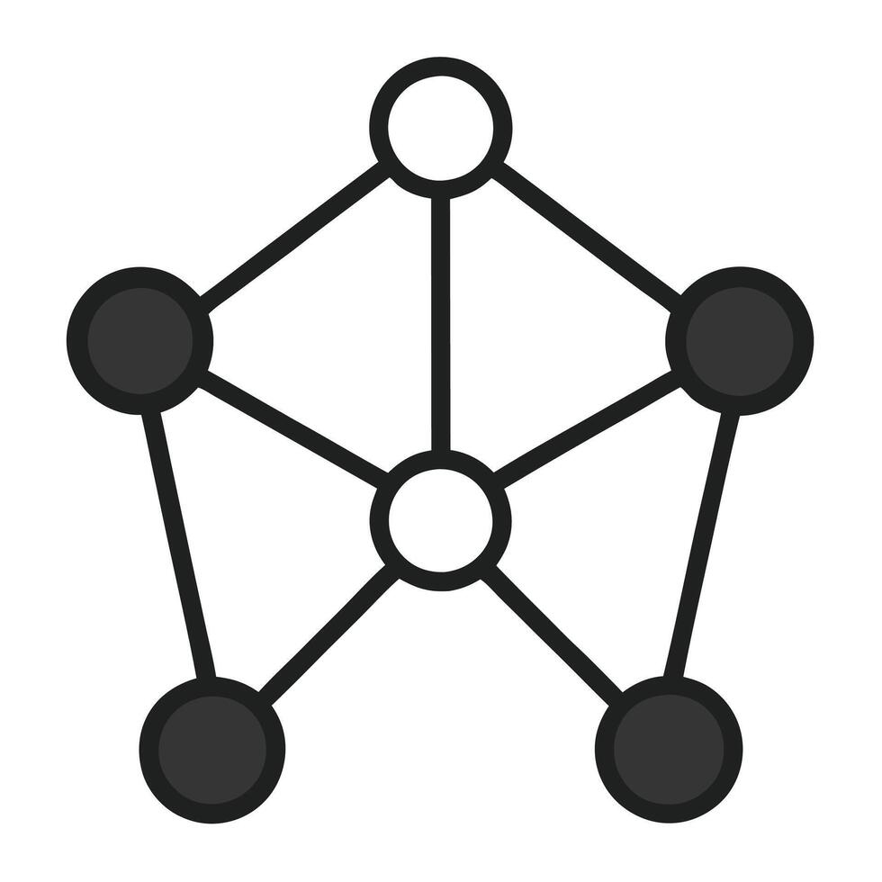 Neural network structure in minimalist black silhouette illustrating machine intelligence and digital brain technology vector