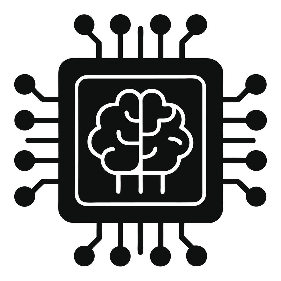 Minimalist AI microchip icon featuring neural patterns, representing cutting-edge artificial intelligence systems vector
