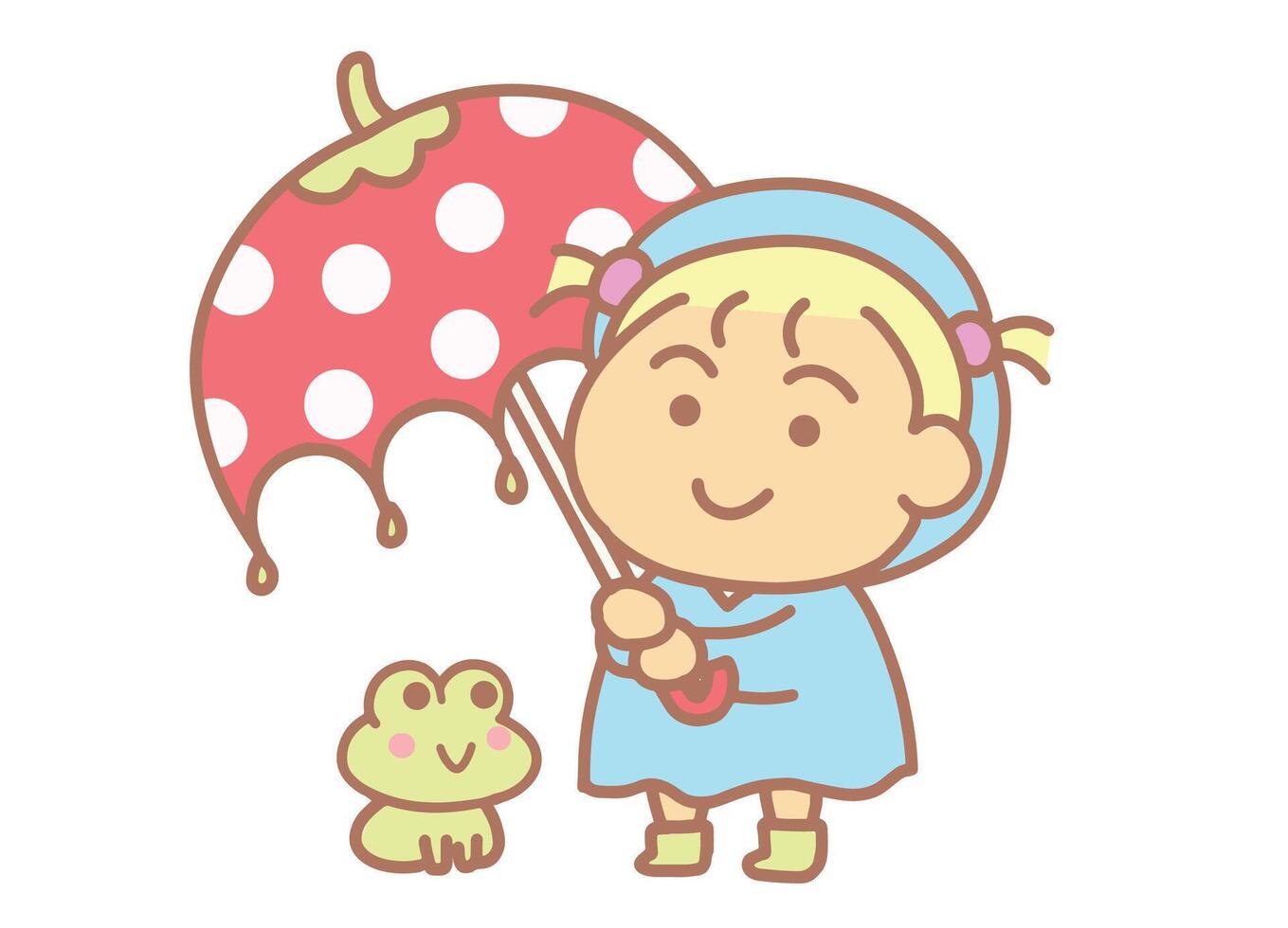Little girl in a raincoat and umbrella vector