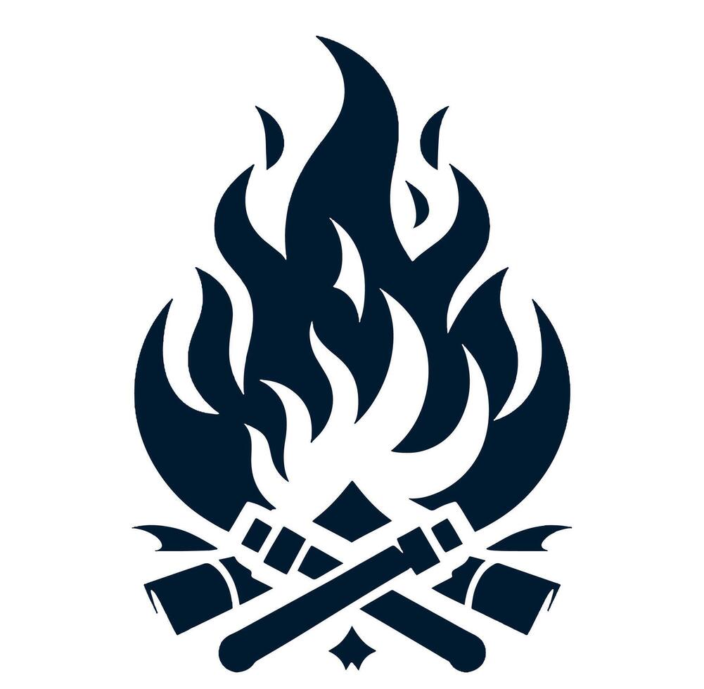 A black and white logo of two crossed torches vector