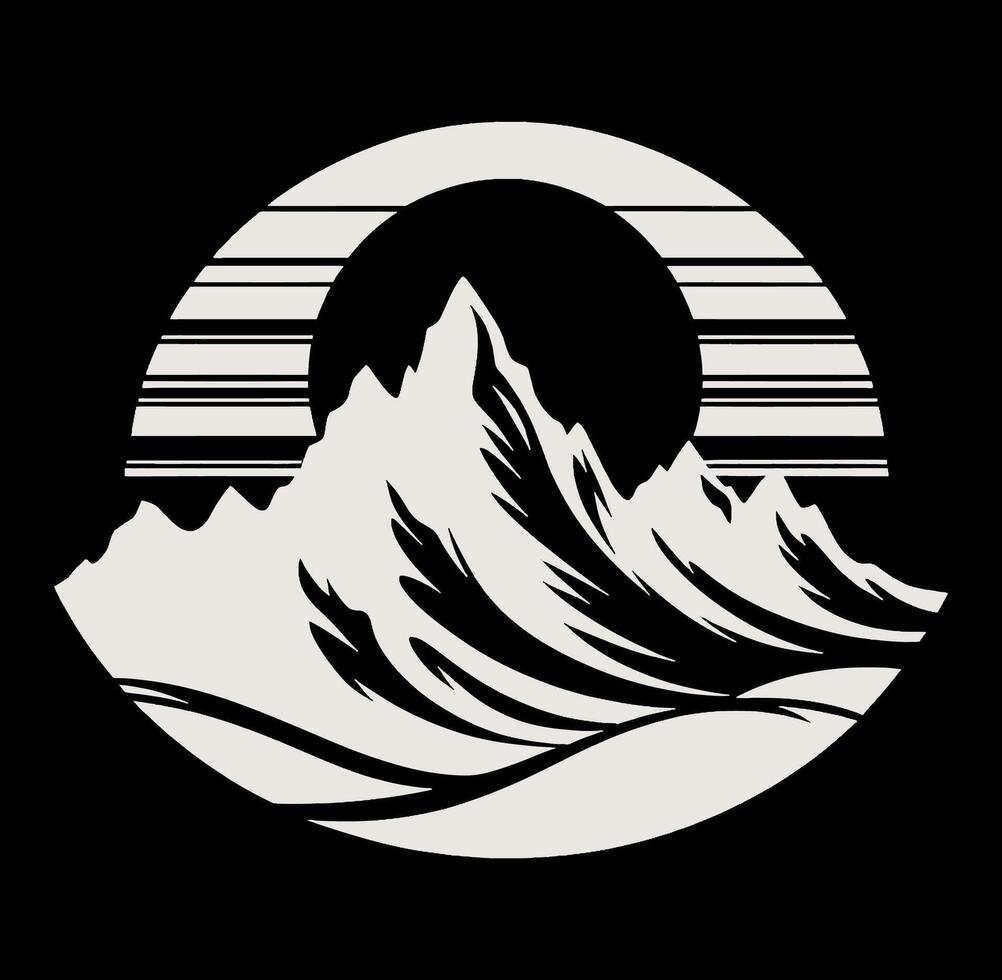 Mountain with a sun in the background vector