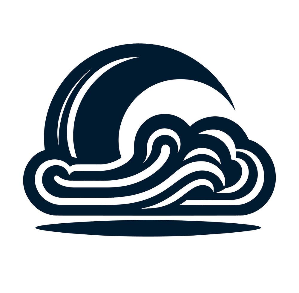 A wave and a moon icon on a white background vector