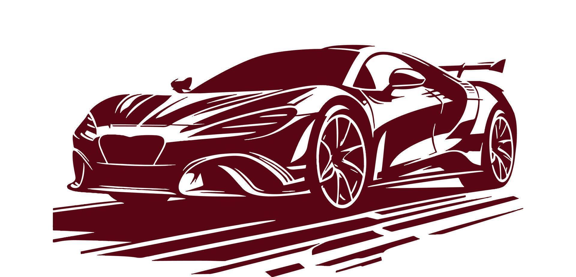 A racing car on the road, with a white background vector