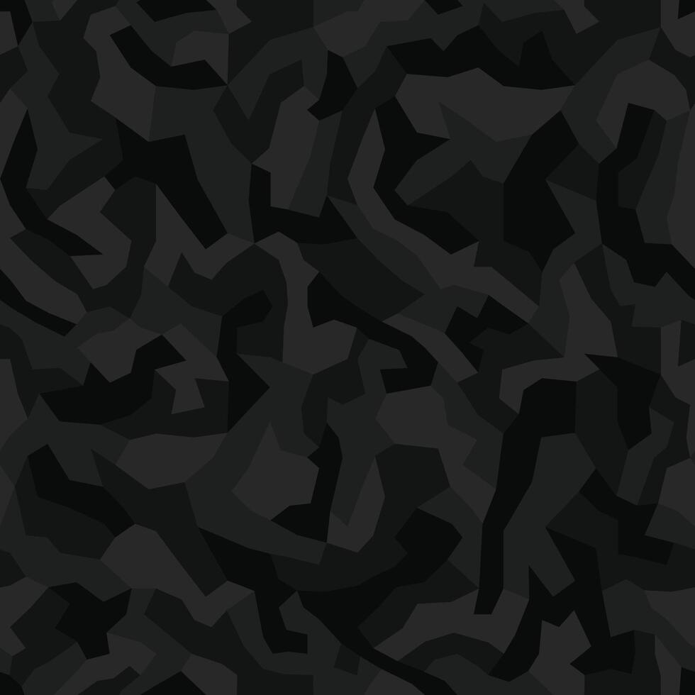 Geometric camouflage seamless pattern. Abstract modern camo, black modern military texture background. vector