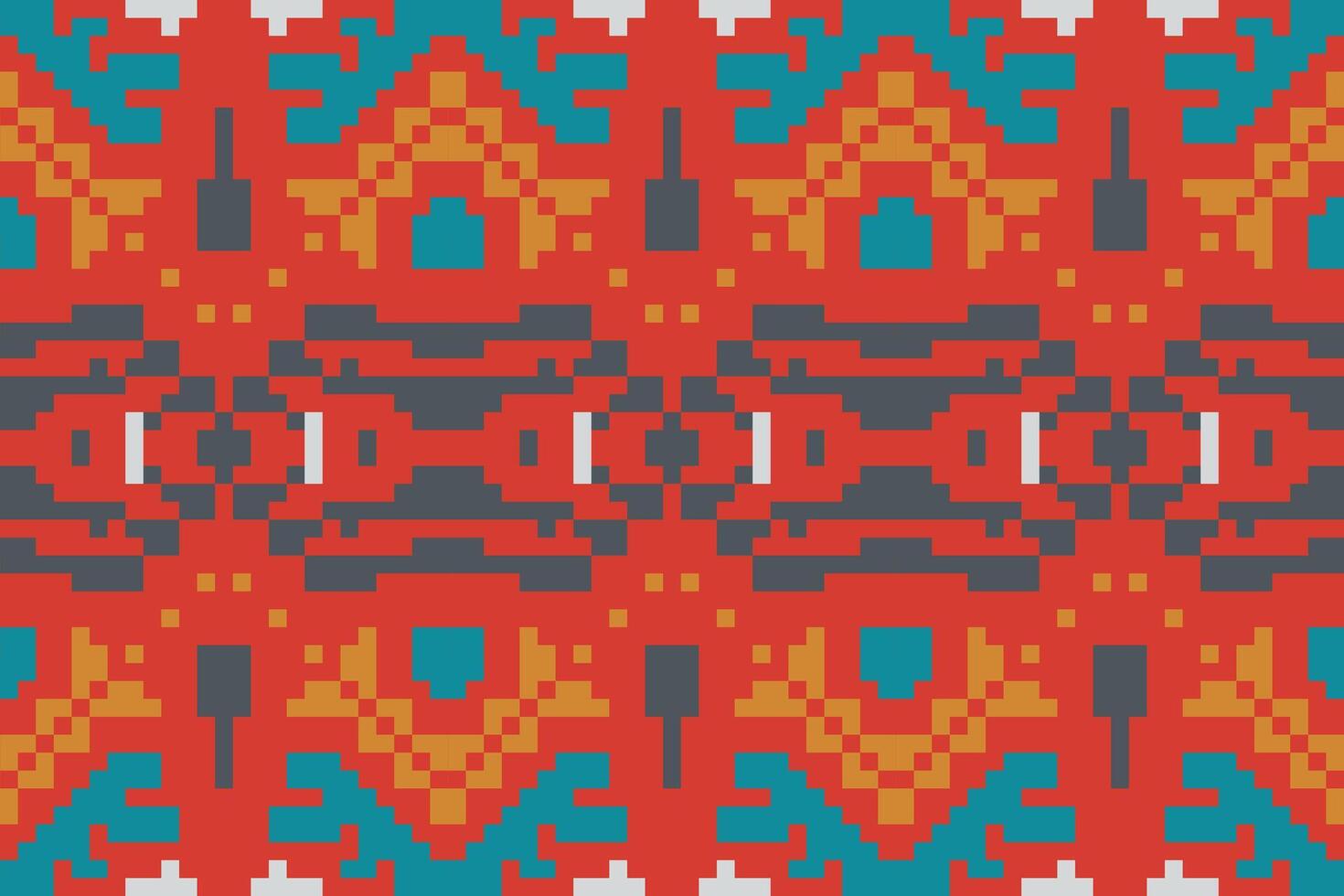 Pixel Geometric Traditional Pattern Designfolk Embroidery, Aztec Geometric Ornament Print. Design for Carpet, Wallpaper, Clothing, Wrapping, Fabric vector
