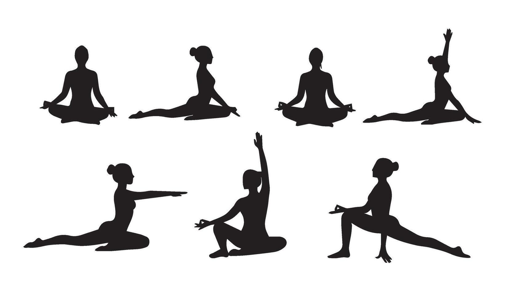 Dynamic Yoga Art Illustrating Holistic Practices Promoting Harmony, Mental Strength, and Group Coordination Captured in Perfect Imagery vector