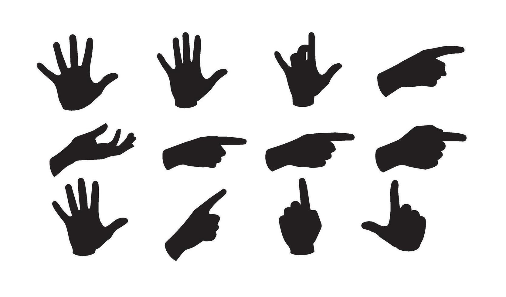 Gesture Symbolism Highlighted Through Artistic Depictions of Black Silhouette Hands Arranged Uniformly in Captivating Grids vector