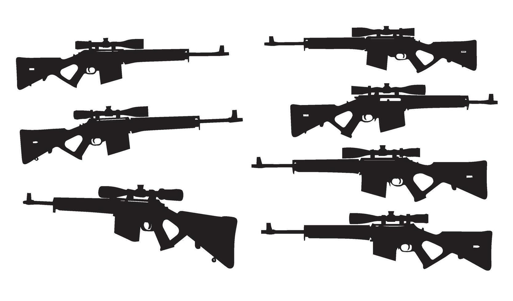 Tactical Rifle Concepts Depicted Through Artistic Silhouetted Patterns Highlighting Precision, Symmetry, and Military Design Inspirations vector