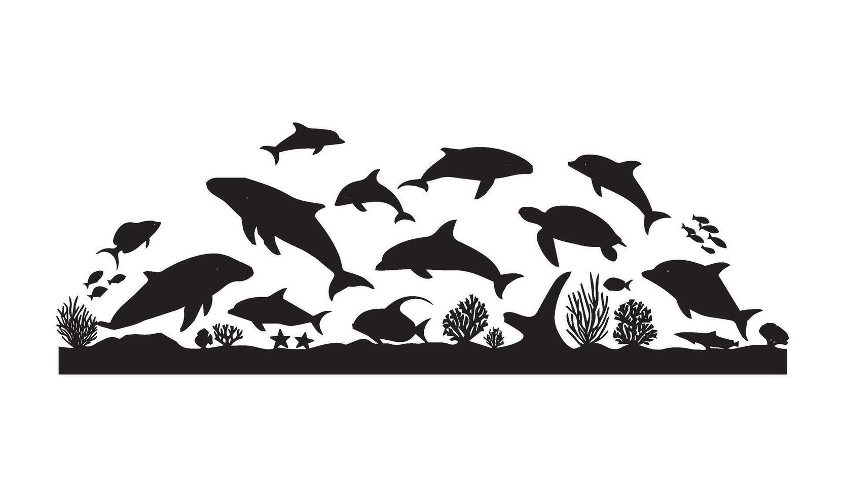 Creative Marine Life Illustrations Highlighting Biodiversity and Ocean Conservation Messages Featuring Whales and Coral Reef Ecosystems vector