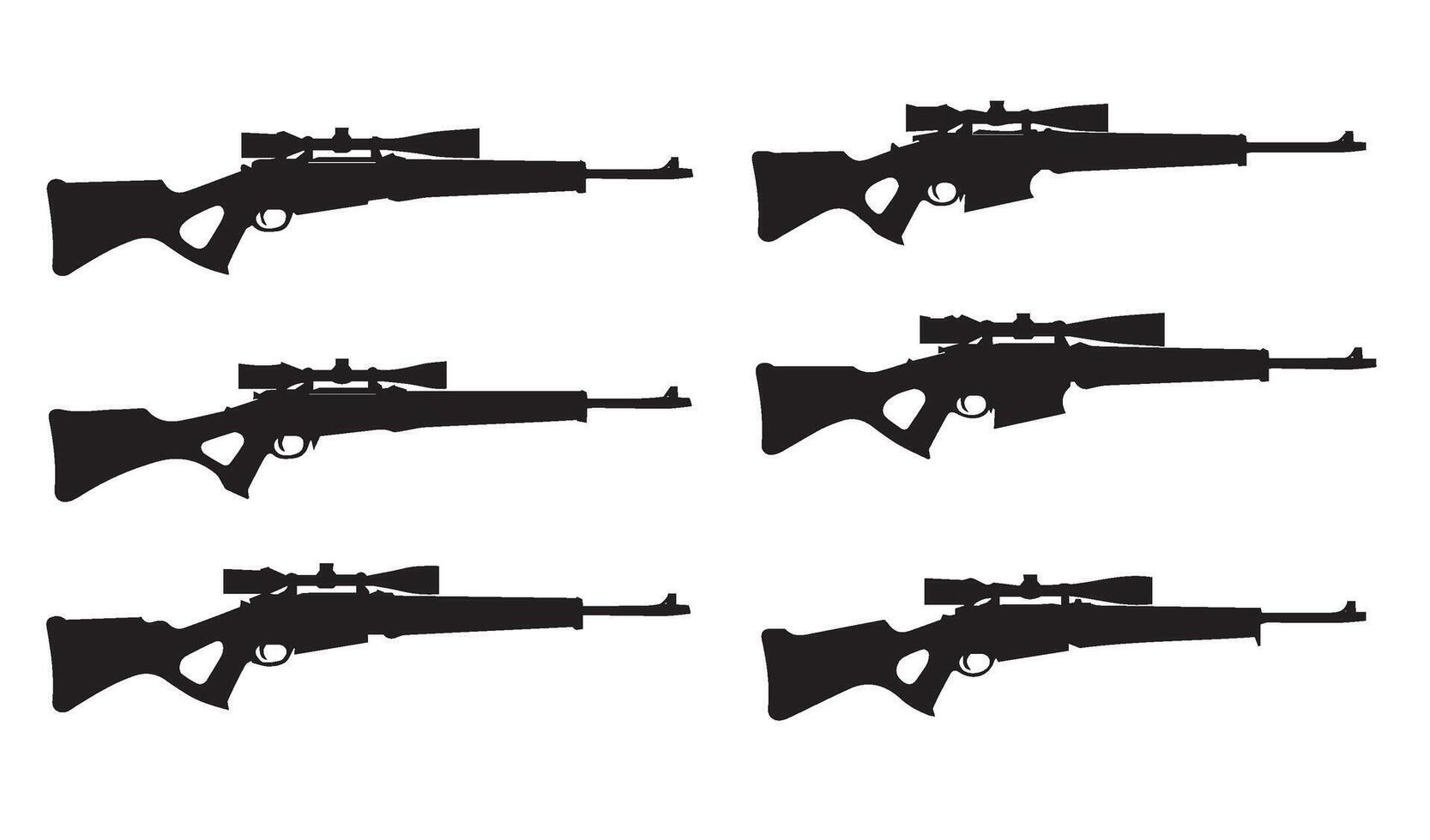 Uniform Rifle Silhouette Displays Featuring Tactical and Military Patterns Highlighting Artistic Arrangements for Creative Firearm Designs vector
