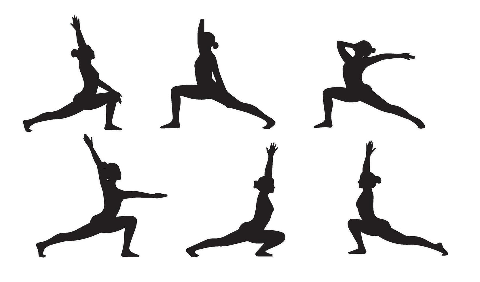 Artistic Yoga Posture Silhouettes Showcasing Group Exercise Coordination Capturing Health and Wellness Goals Ideal for Physical Campaigns vector