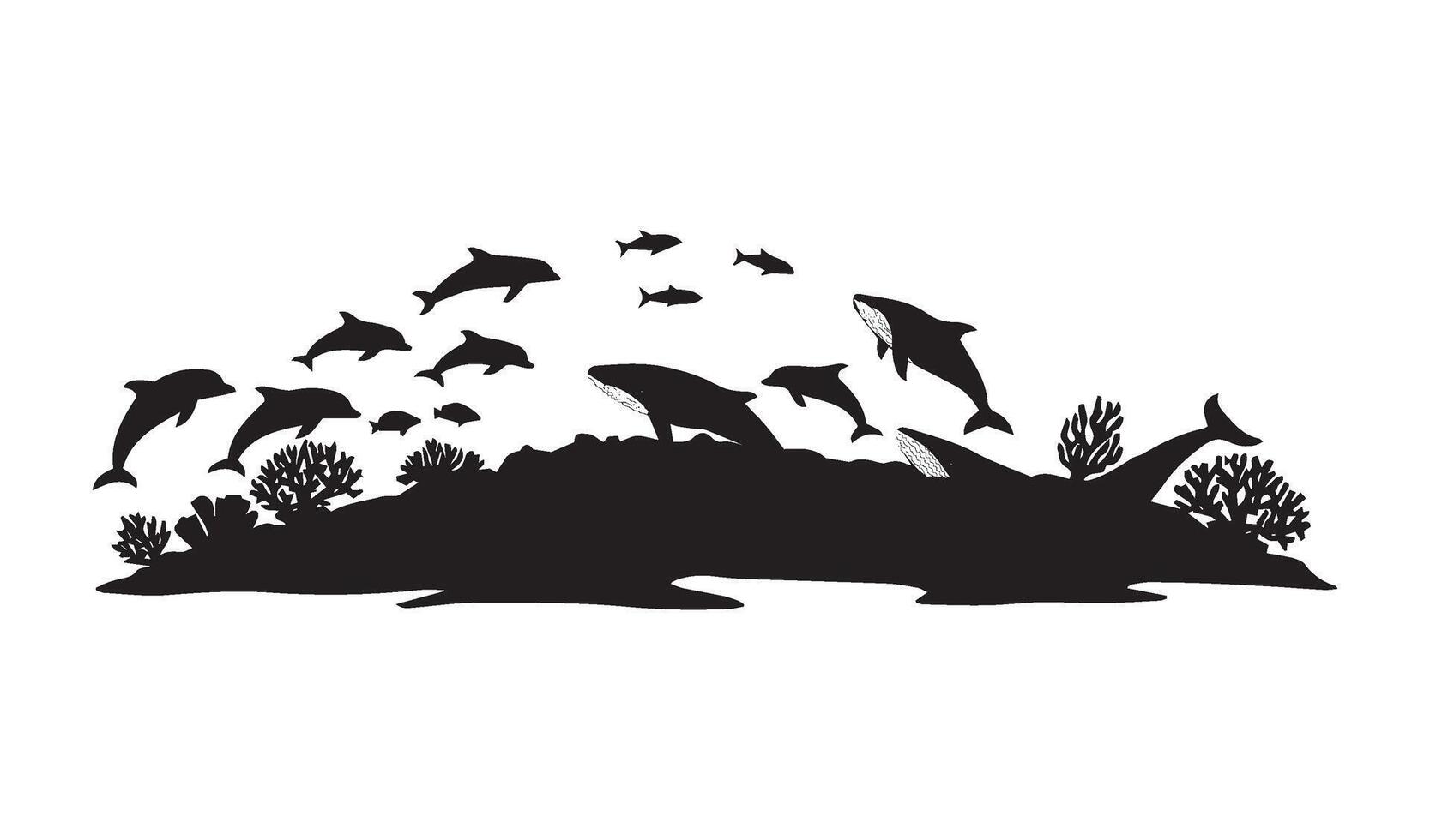 Vibrant Ocean Biodiversity Highlighted in Artistic Illustrations Featuring Whales, Coral Ecosystems, and Enchanting Marine Life Scenes vector