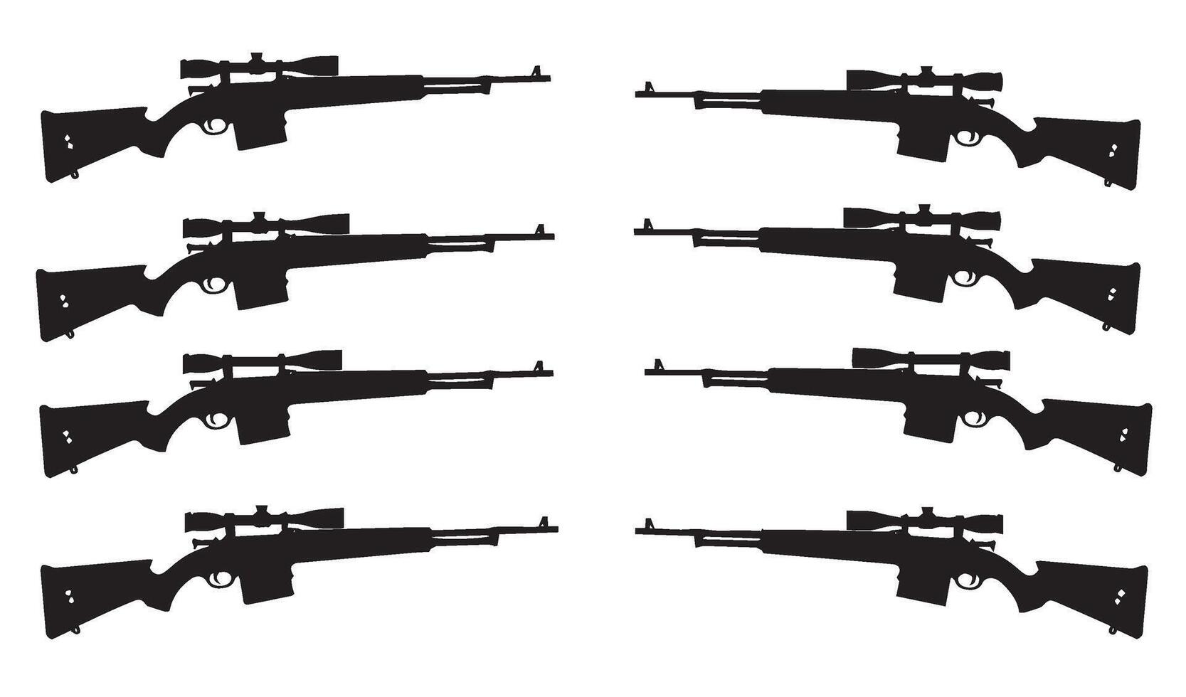Rifle Silhouette Patterns Highlighting Tactical and Military Designs Captured in Artistic Displays Perfect for Creative Inspirations vector