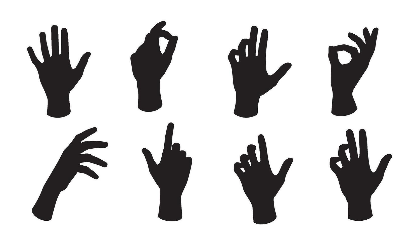 Artistic Black Silhouettes Featuring Varied Hand Gestures Highlighting Symbolism and Communication in Creative Design Displays vector