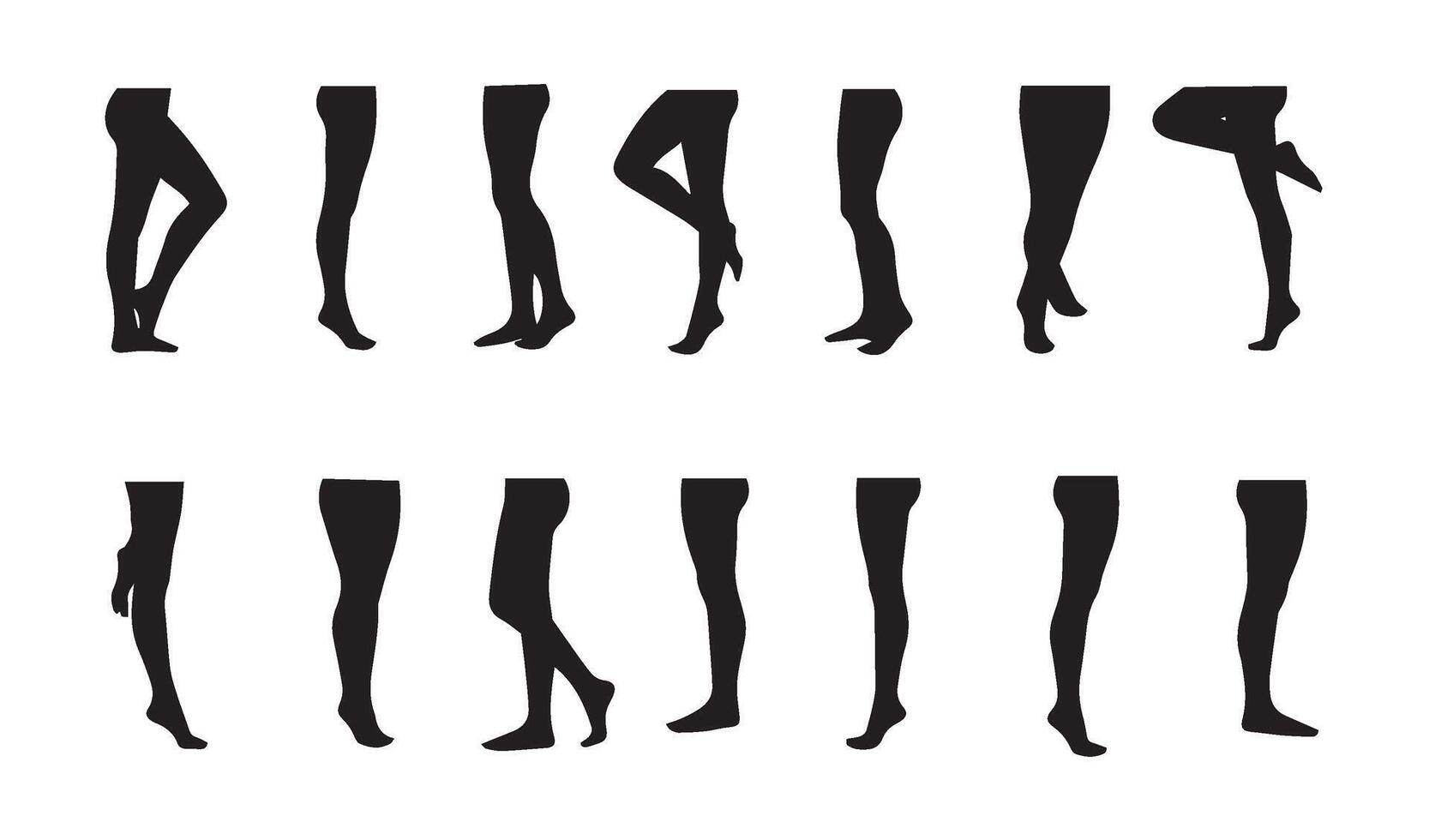 16 Leg Silhouettes Highlighting Anatomy and Movement Depicted in Artistic Arrangements Perfect for Design Inspiration and Studies vector