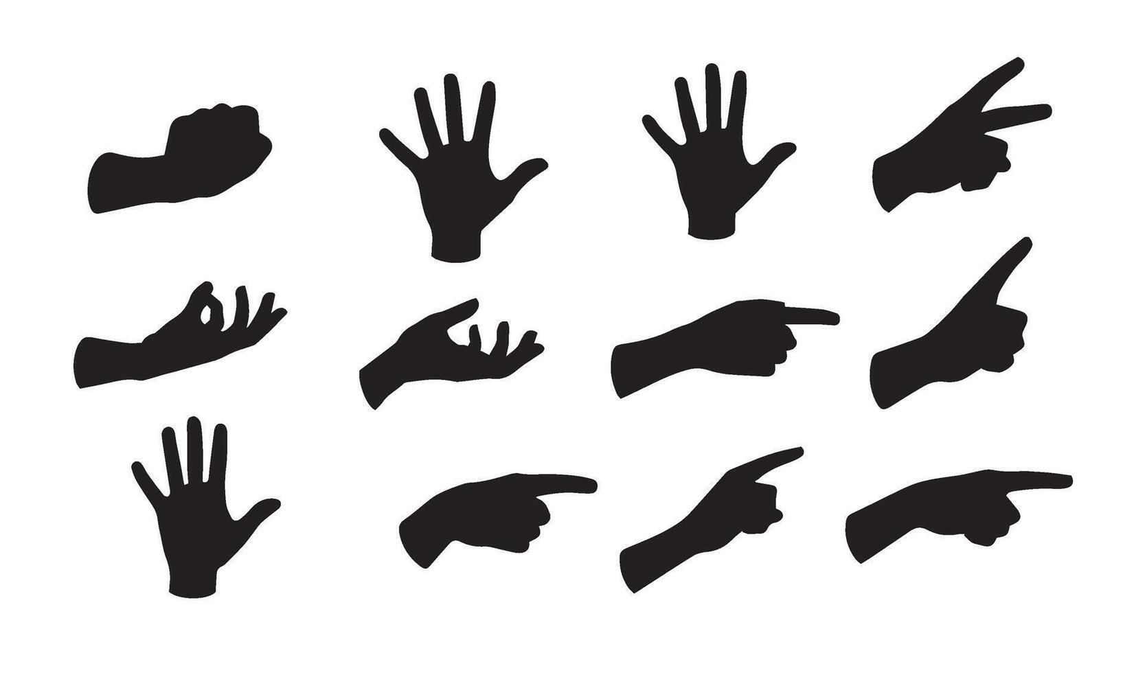 Creative Representation of Hand Gestures as Black Silhouettes Captured in Grid Layouts Highlighting Symbolism and Expressions vector