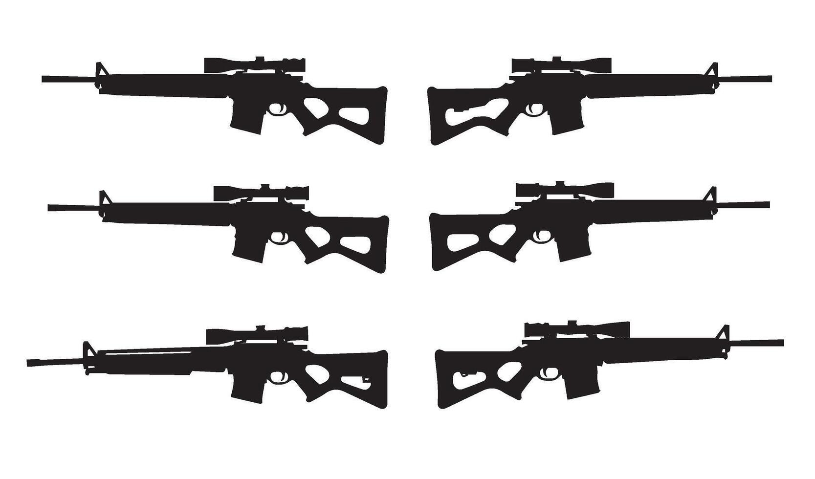 Symmetrical Rifle Silhouettes Highlighting Tactical Concepts and Firearm Designs Captured Through Artistic and Creative Military Patterns vector