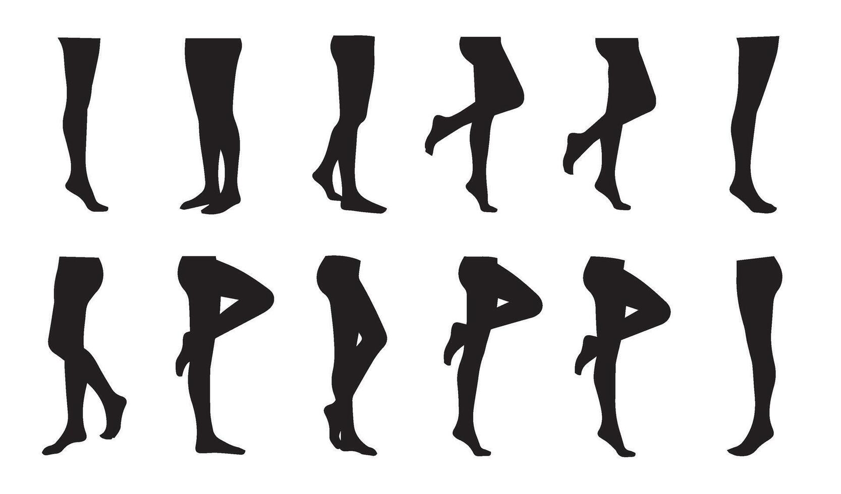 Creative Display of Leg Silhouettes Capturing Human Movement Through Grid Format Highlighting Anatomy and Design Diversity Themes vector