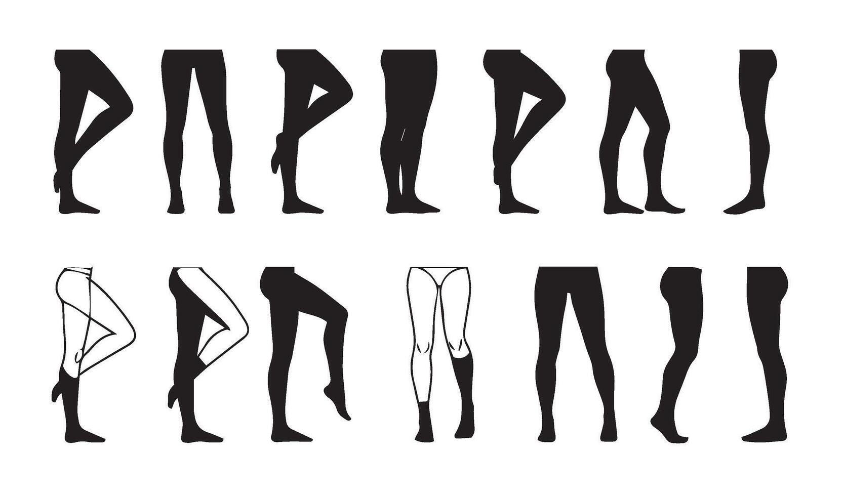 Dynamic Silhouette Legs Captured in Uniform Grid Layout Showcasing Human Movement and Anatomy Highlighting Design and Creative Themes vector