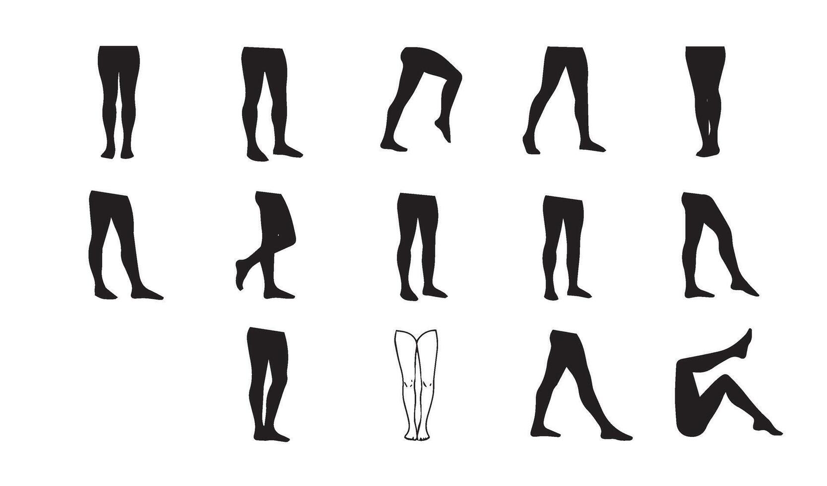 WCollection of Leg Silhouettes Arranged in Artistic Grid Capturing Diverse Poses Perfectly Representing Anatomy and Design Studies vector