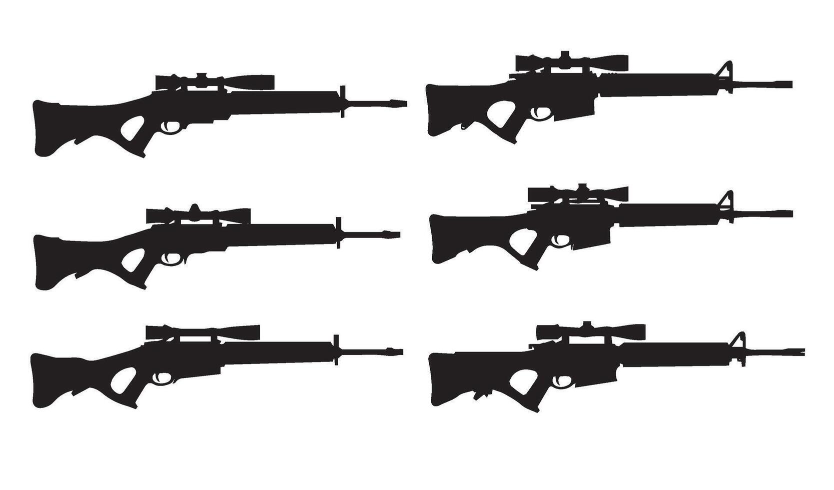 Artistic Symmetry in Rifle Silhouette Displays Featuring Tactical Designs Highlighting Precision and Military Concepts for Inspiration vector
