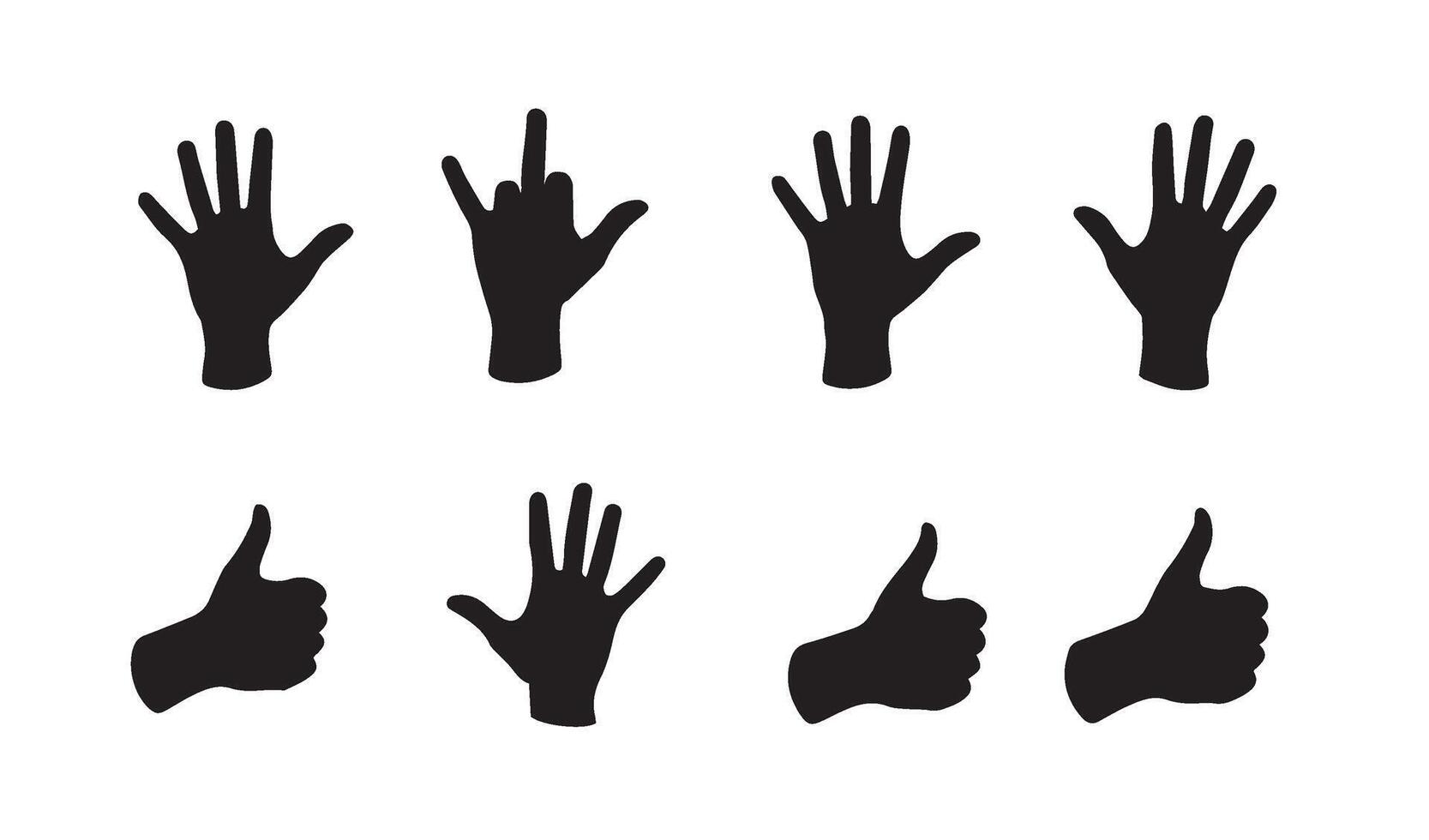 Varied Black Silhouette Hands Representing Different Gestures Displayed Symmetrically to Illustrate Symbolic Communication Themes vector