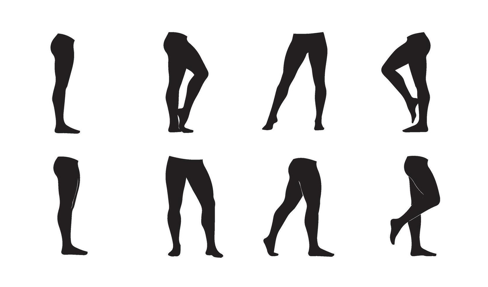 Artistic Depictions of Legs Captured in Black Silhouettes Arranged in Grid Display Highlighting Movement and Design Inspirations vector