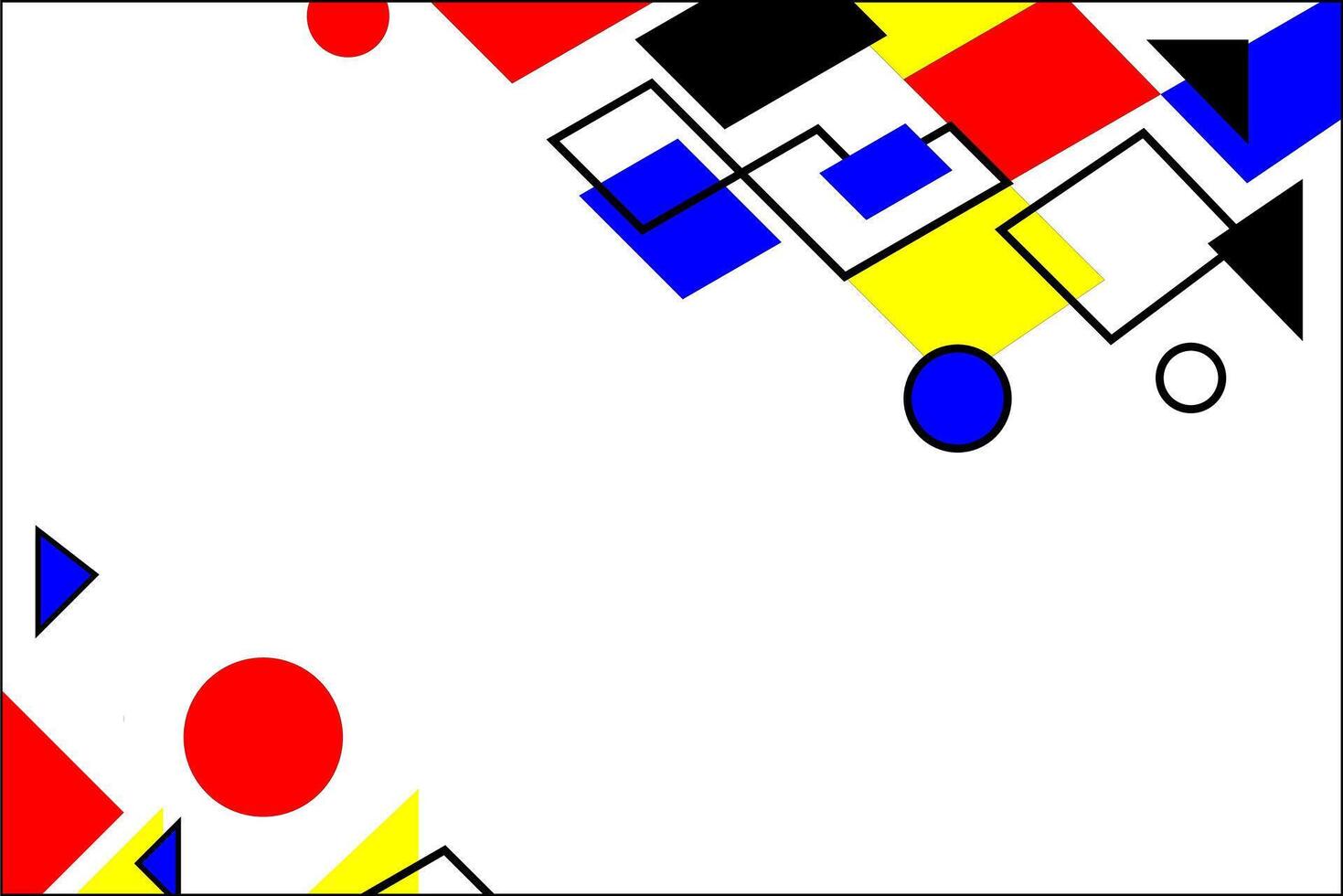 a white background with red, yellow, blue and black squares vector