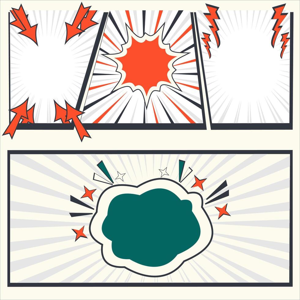 comic book style comic book template set with speech bubble and speech bubble illustration vector