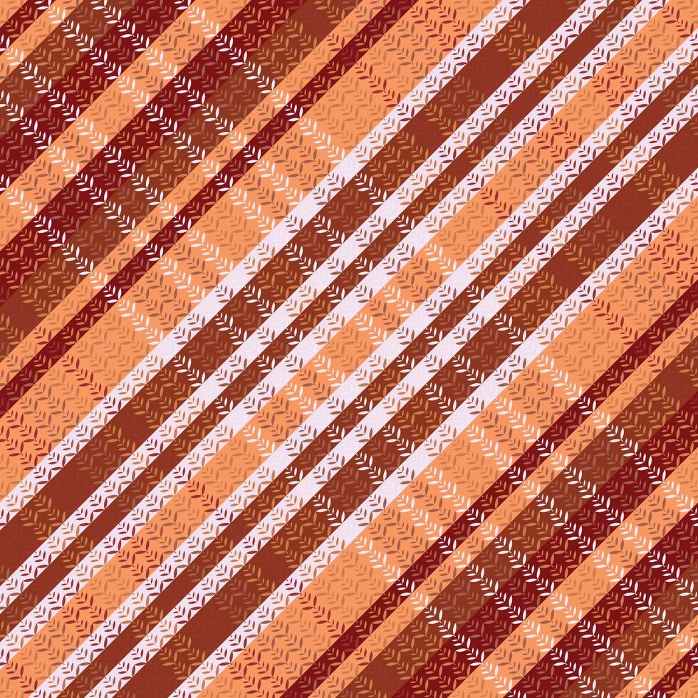 A plaid pattern with orange and white stripes vector