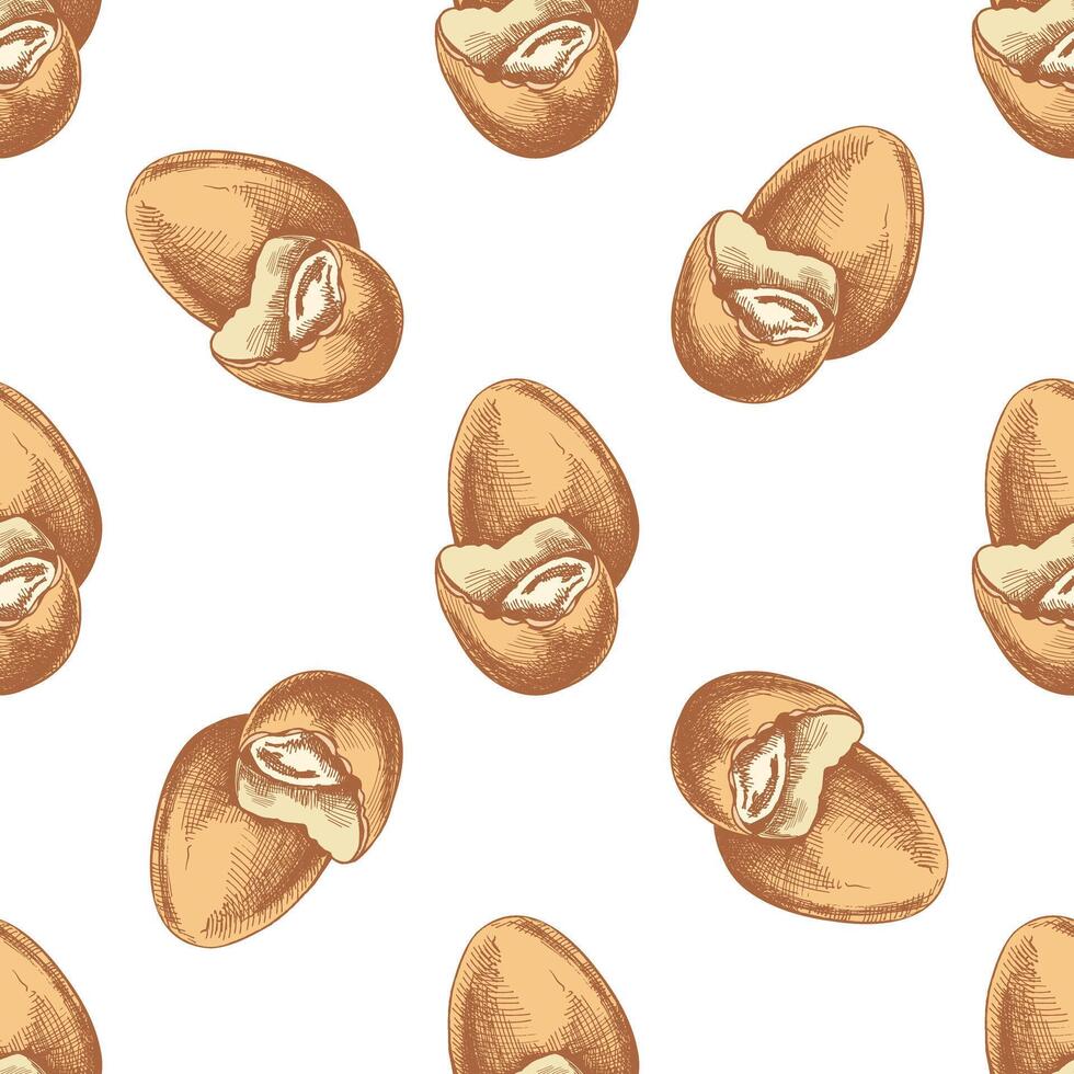 Hand drawn colored vintage seamless pattern of broken Easter eggs vector