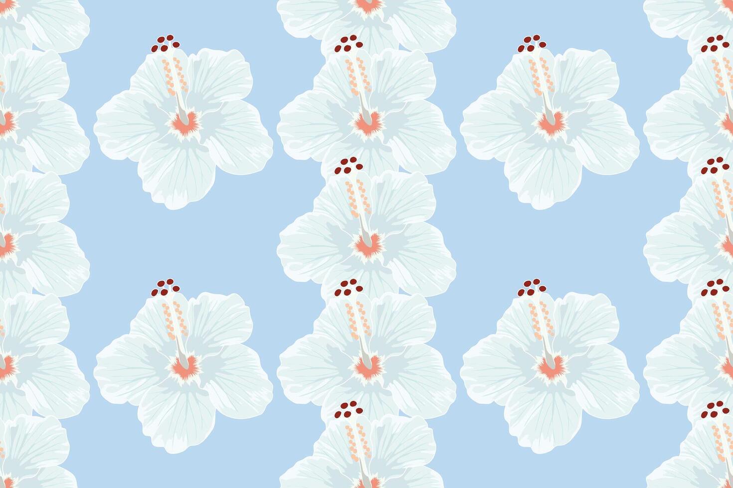 Seamless hibiscus pattern is inspired by the tropical hibiscus flower, which holds cultural significance in many traditions. vector