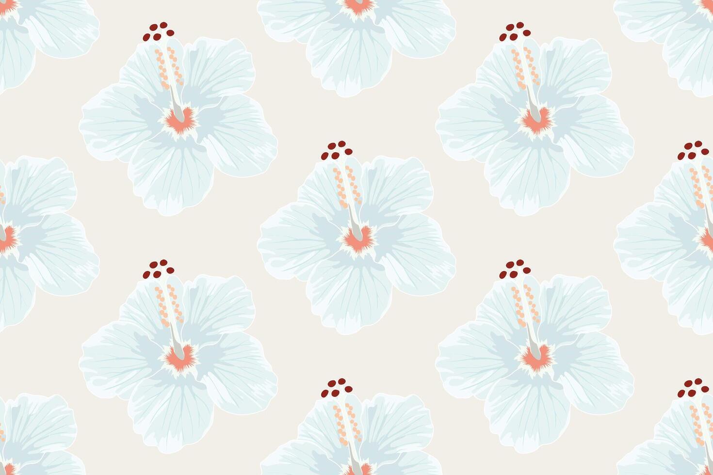 Seamless hibiscus pattern is inspired by the tropical hibiscus flower, which holds cultural significance in many traditions V2. vector