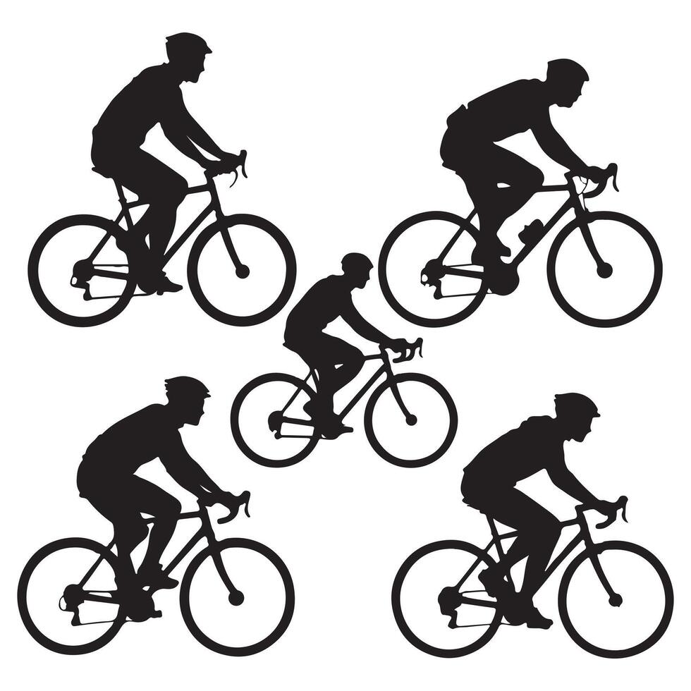 Bicycle silhouette set, with white background vector